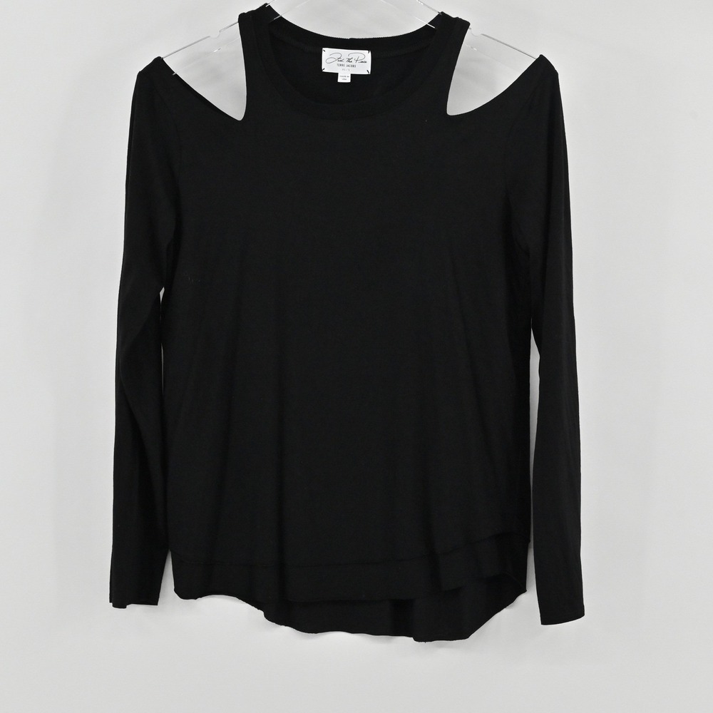 Feel The Piece Terre Jacobs Cold Shoulder Top Womens Size XS/S Black Cutout Long
